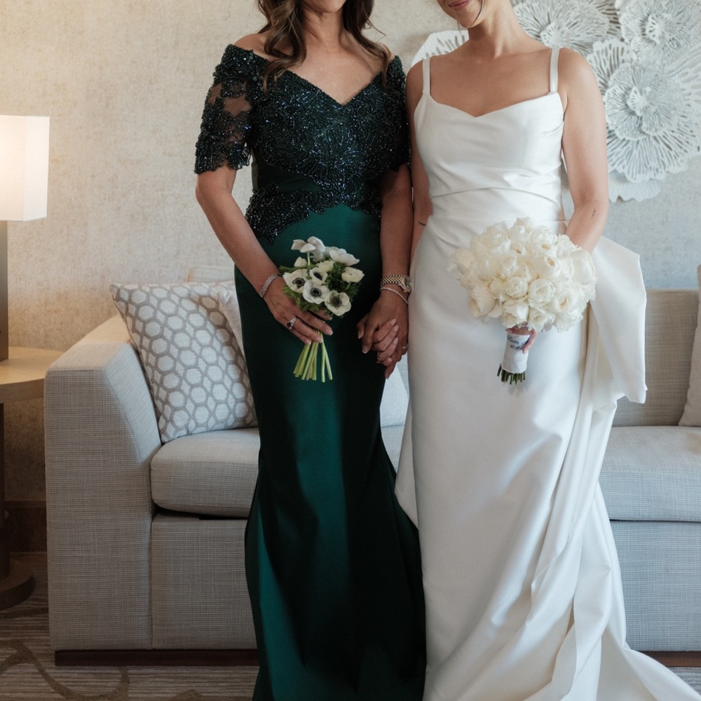Cristallini Green Beaded Evening Gown